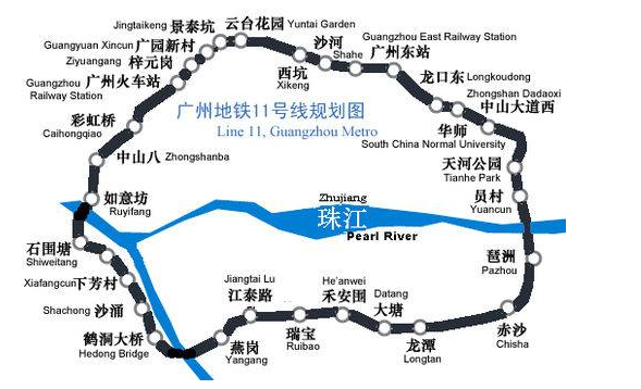 广州地铁十一号线线路图