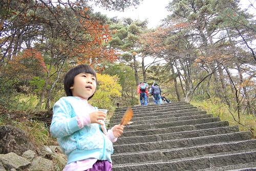 带四岁孩子爬黄山，一天行程9
