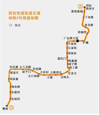 西安地铁三号线线路图1