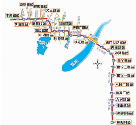 杭州地铁2号线西北段线路图