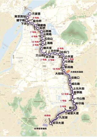 南京地铁5号线最新线路图1