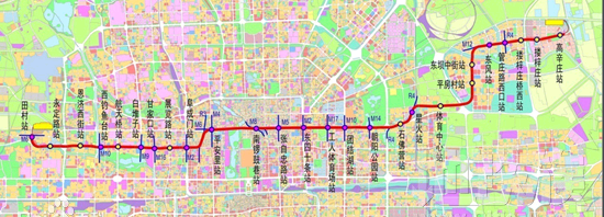 北京地铁3号线线路图