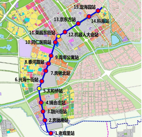 亦庄有轨电车t1线规划图1