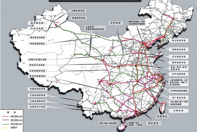 全国高铁基本线路图1