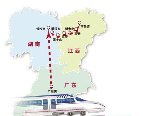 广东到江西高铁下月开通1
