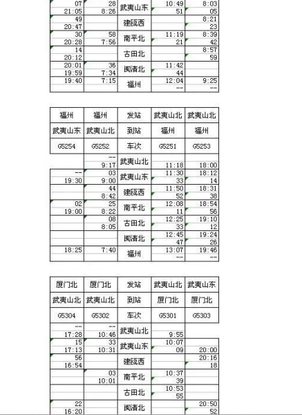 合福高铁运行时刻表24