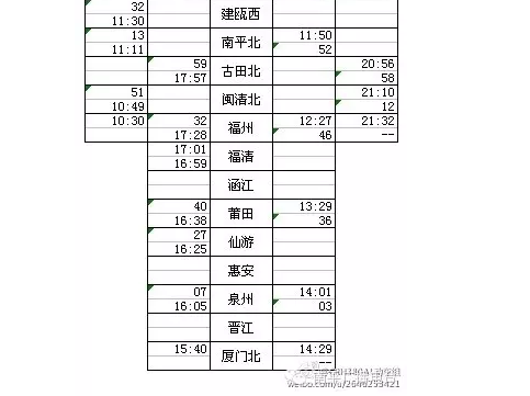 合福高铁运行时刻表22