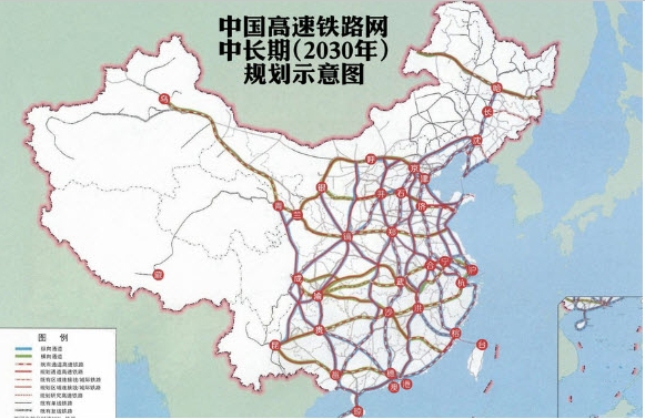 2016-2025年八纵八横高铁规划图1