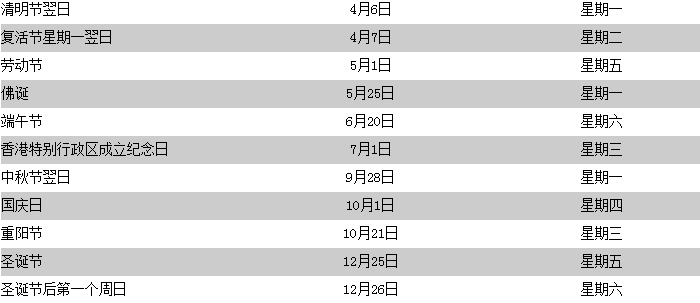 2015年香港中秋节放假吗1