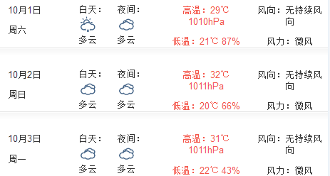 2016武汉十一天气预报1