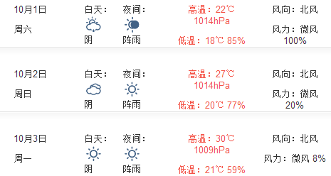 2016十一长沙天气预报1