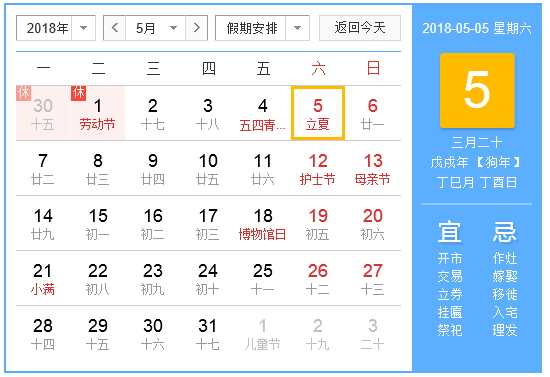 2018年立夏是几点几分