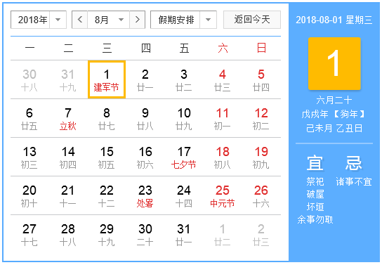2018年8月1日是建军多少周年