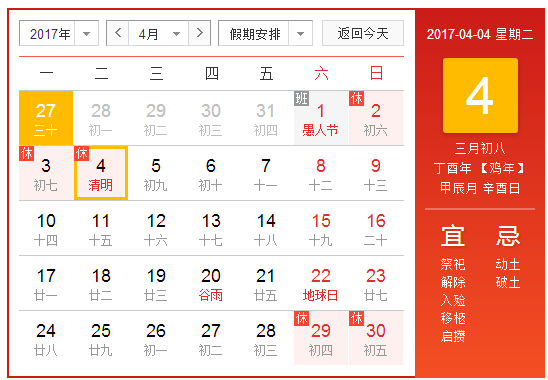 2017年上海清明节天气预报1