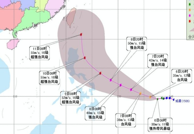 2015年第6号台风线路图1