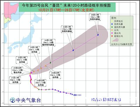 “蔷琵”将向东偏北方向移动1