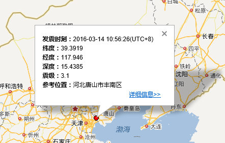 2016年3月14日唐山发生3.1级地震1