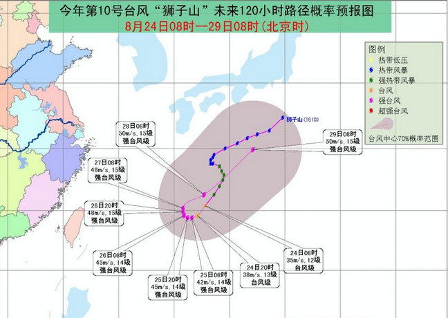 台风狮子山未来移动路径1