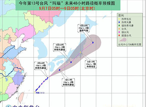 2016年第13号台风玛瑙登陆哪里1