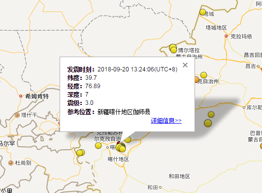 2018年9月20日新疆喀什地区地震最新消息1