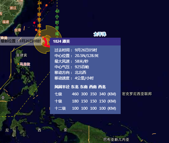 2018年第24号台风谭美最新消息1