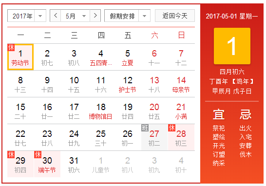 2017北京五一劳动节天气预报1